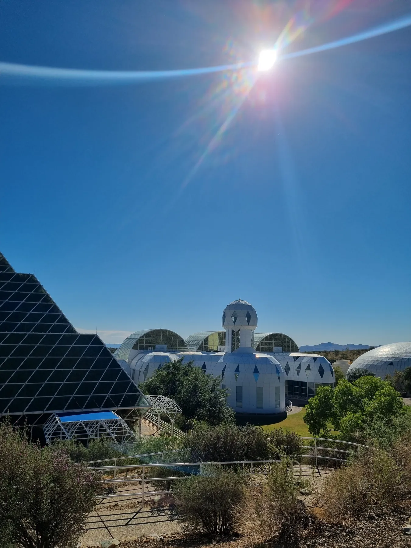 Sunlit research campus buildings